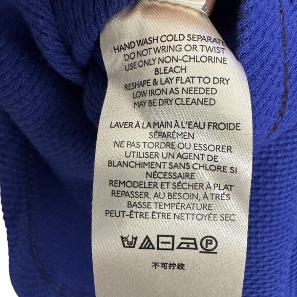 Free People Women’s Size Medium Royal Blue Thermal Top Long Sleeve knit cuff - Picture 5 of 12